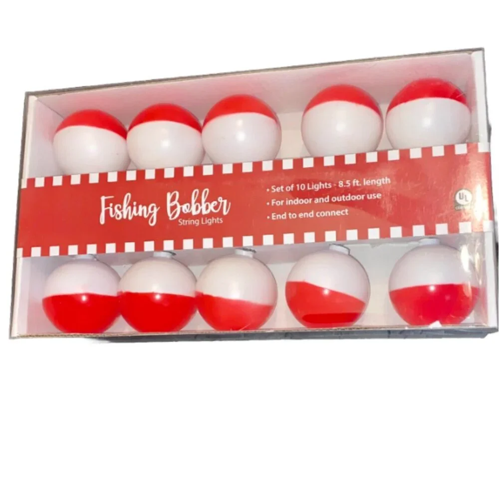Fishing Bobber Set Of 10 String Lights Indoor Outdoor End to End Connect